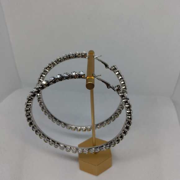 Large Rhinestone Hoop Earring - Picture 4 of 4